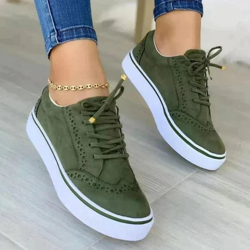 Women's Lace-Up Brogue Platform Sneakers in 5 Colours