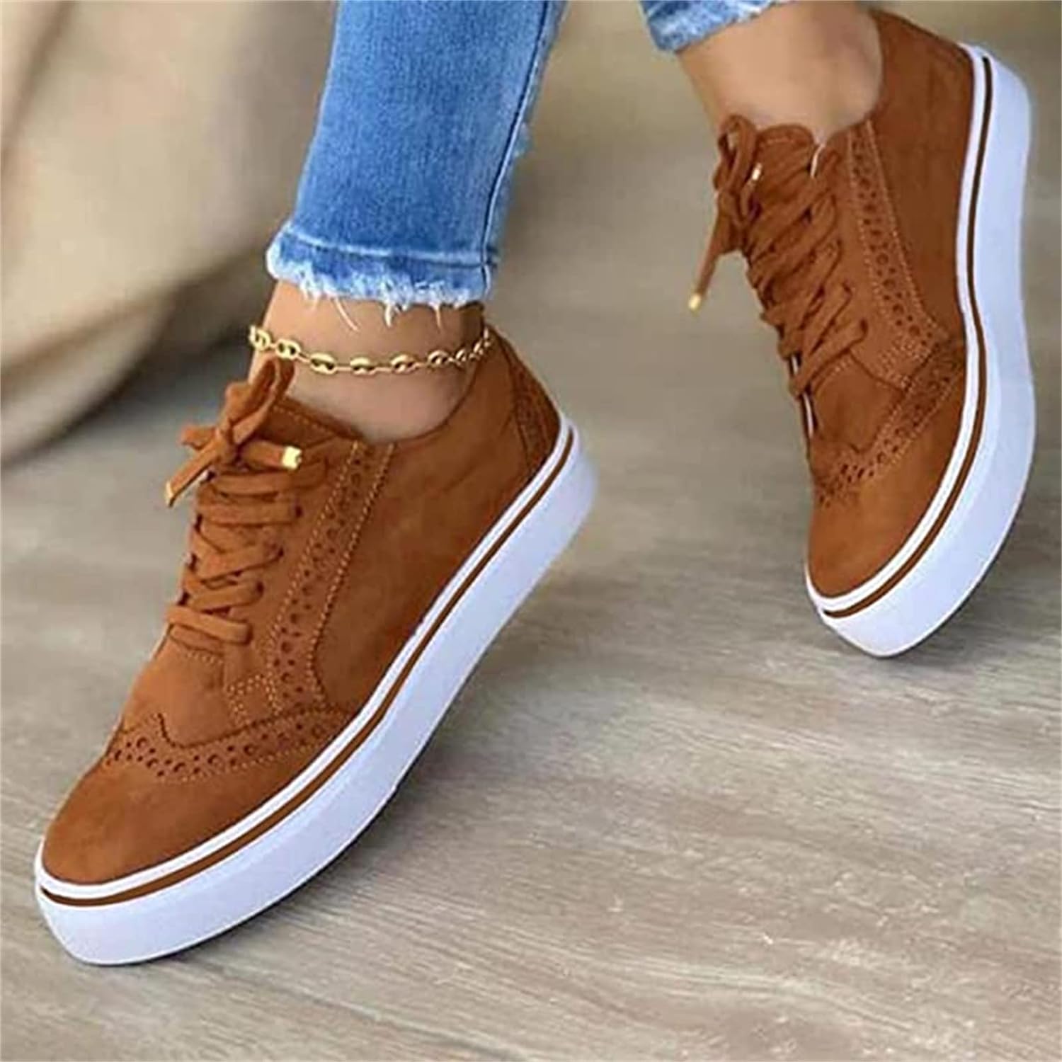 Women's Lace-Up Brogue Platform Sneakers in 5 Colours
