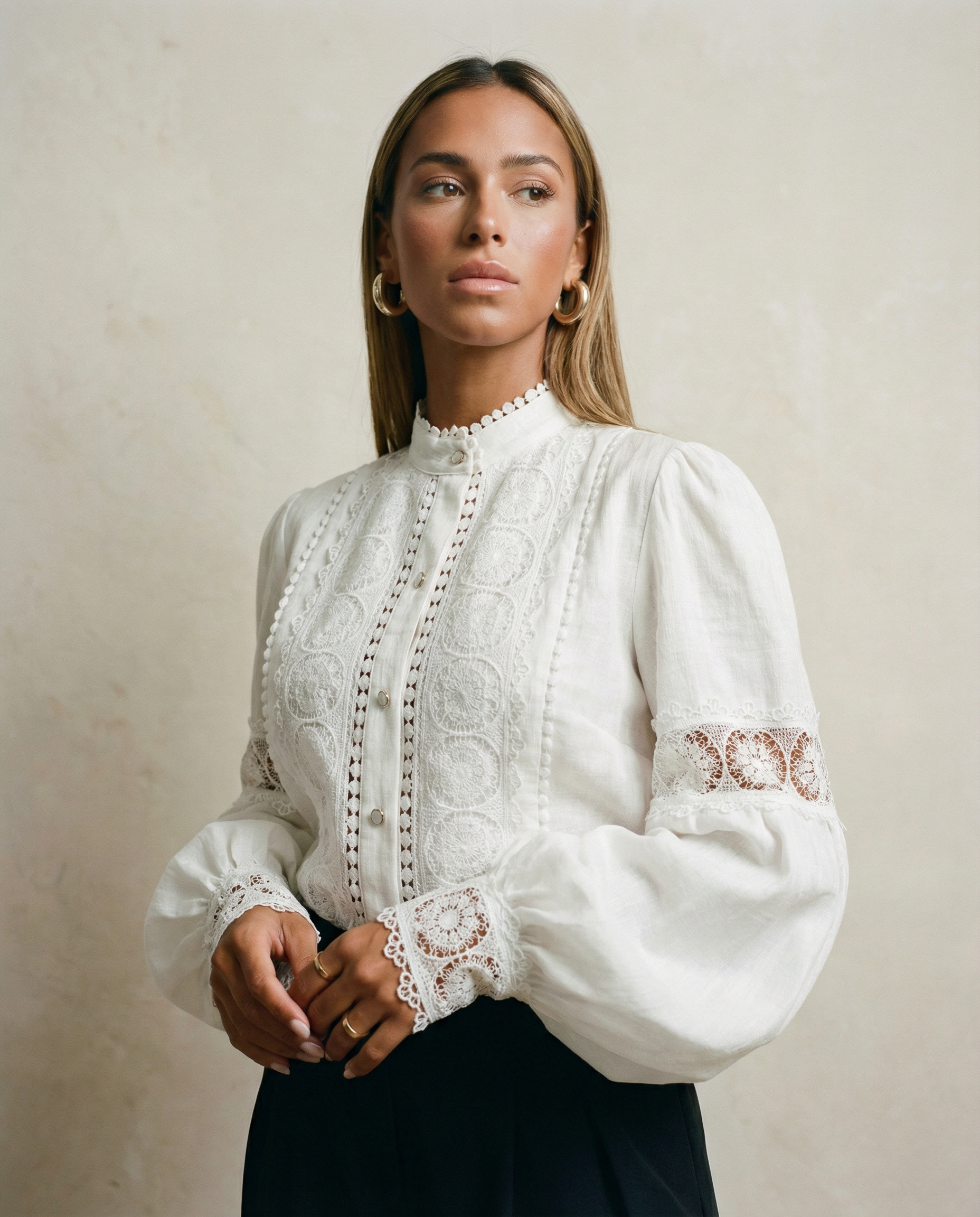 Women's Long Sleeve Blouse – Vintage Lace Design for Elegant Seasonal Layering