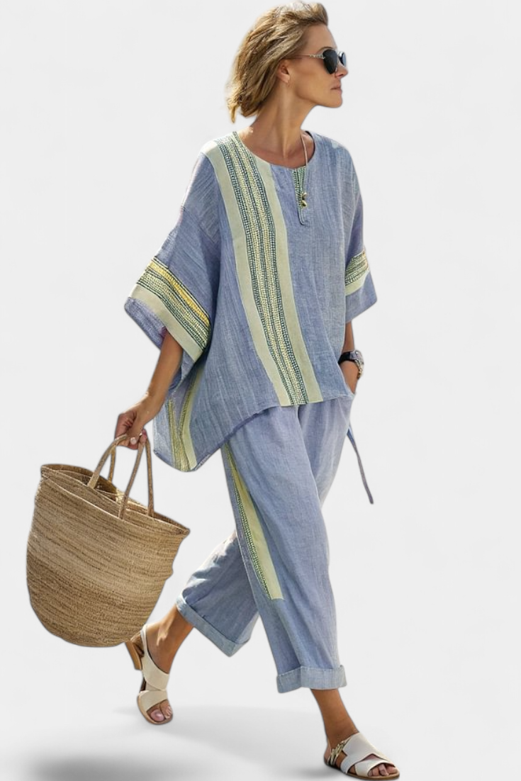 Women's Oversized Top and Tapered Pants Two-Piece Set — model wearing