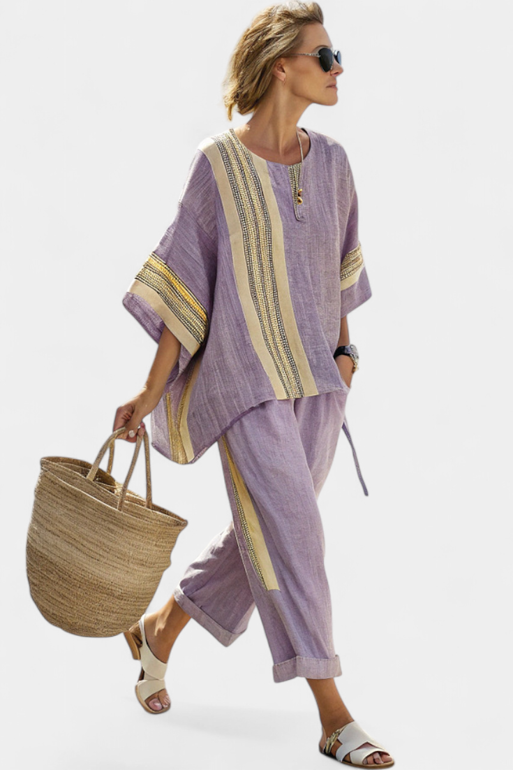Women's Oversized Top and Tapered Pants Two-Piece Set
