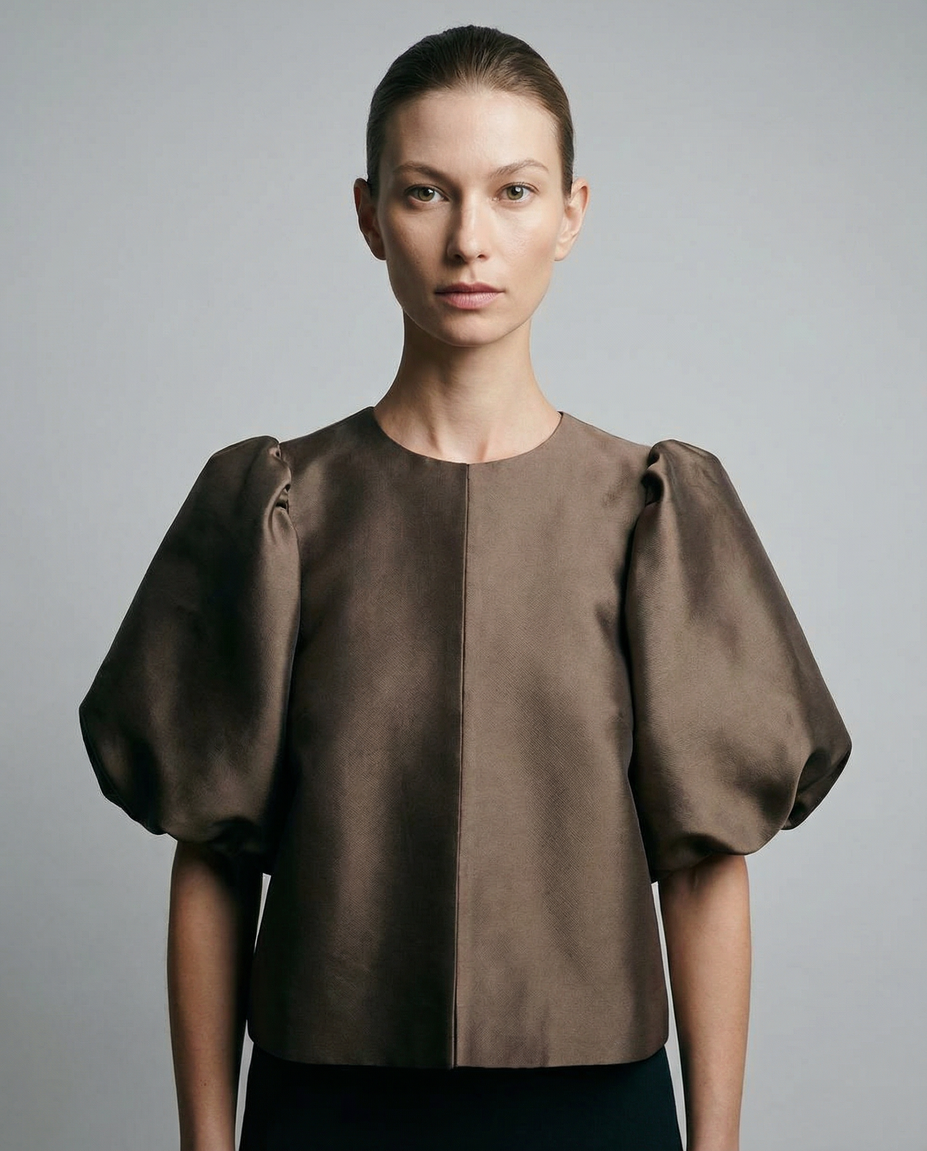 Women's Puff Sleeve Blouse – Chic Structured Design for Effortless Elegance — back view