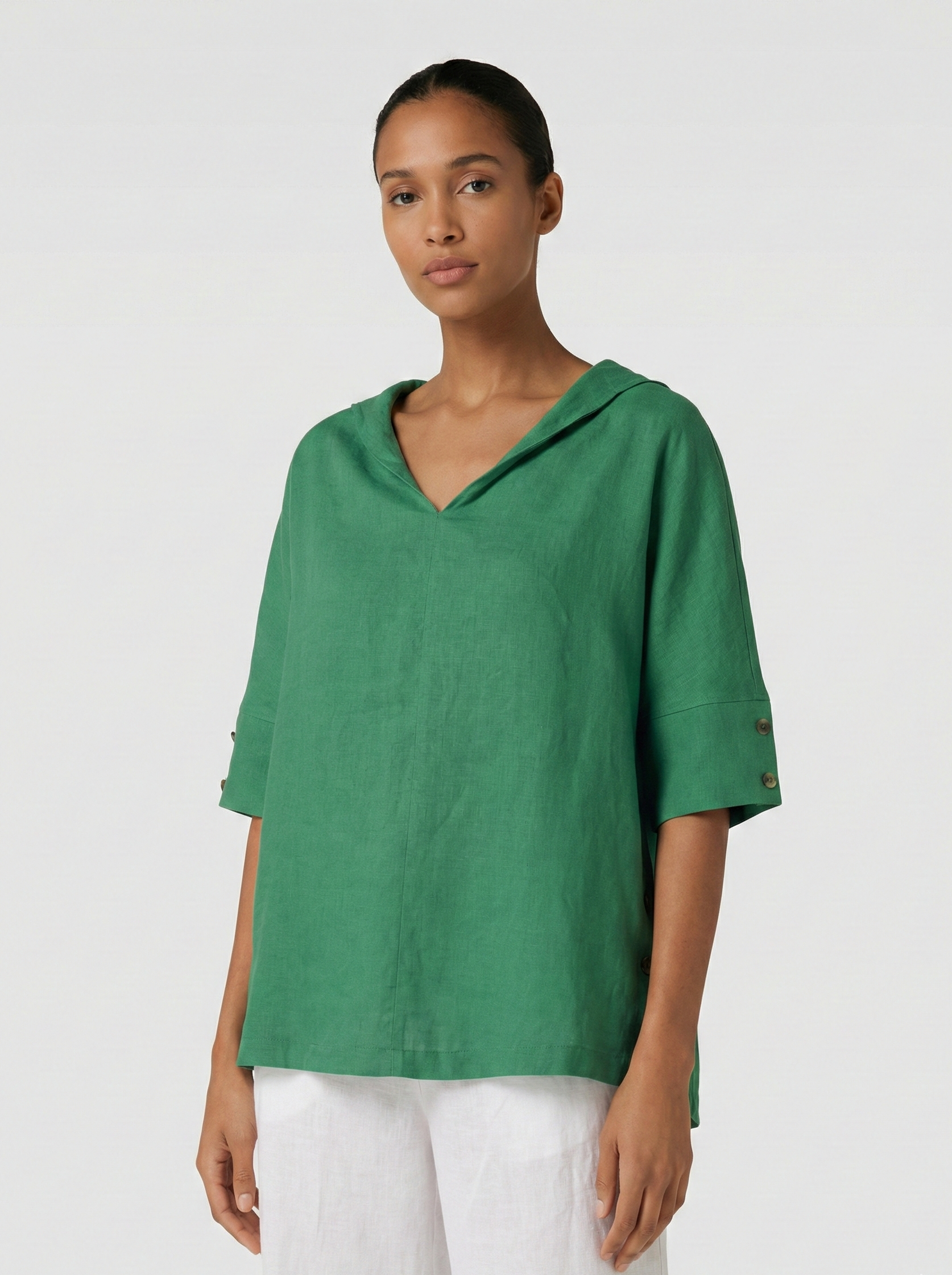 Women's Relaxed Blouse – Breathable V-Neck Linen Top for Effortless Everyday Elegance