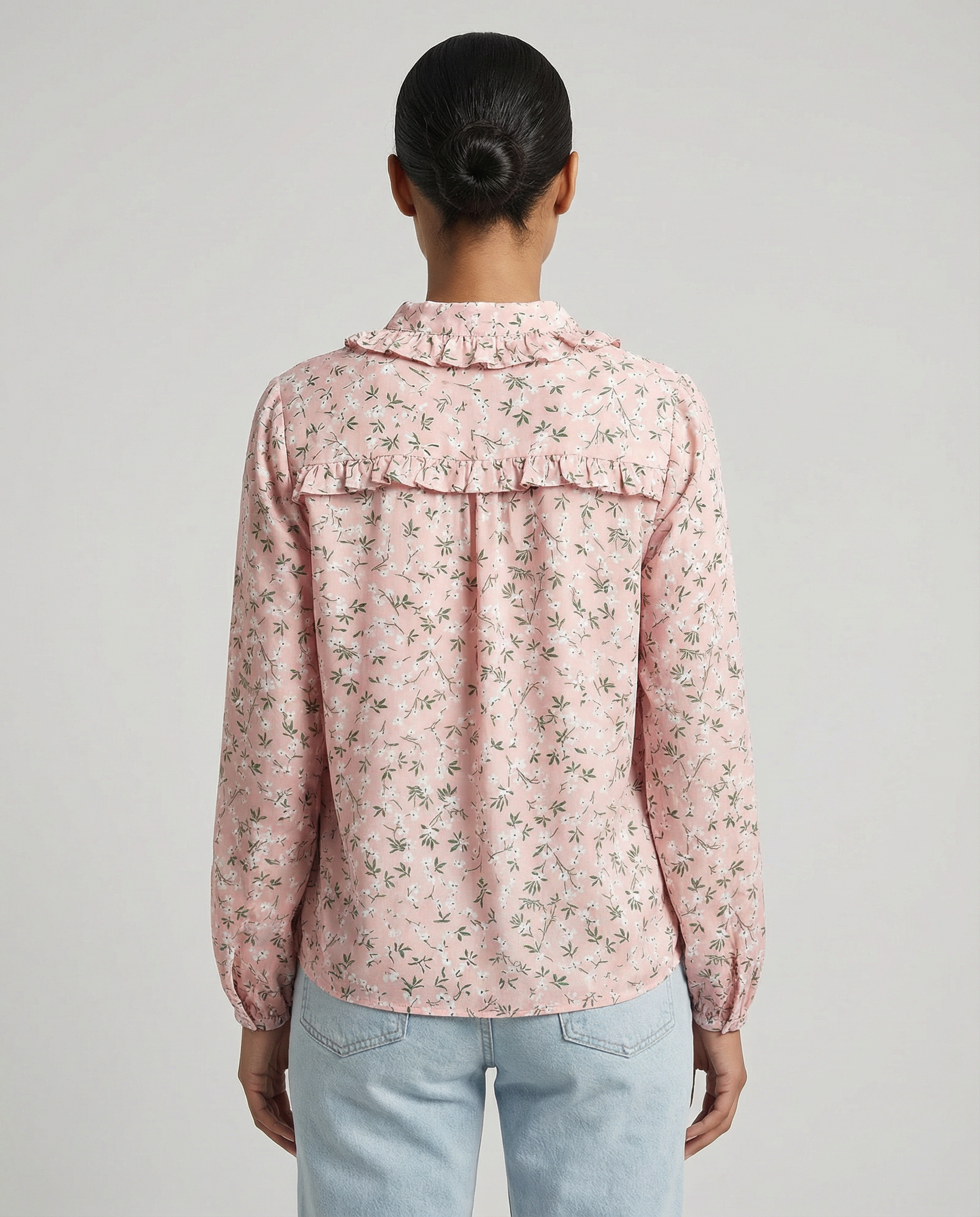 Women's Ruffle Blouse – Elegant V-Neck Design for Effortless Everyday Style — side view