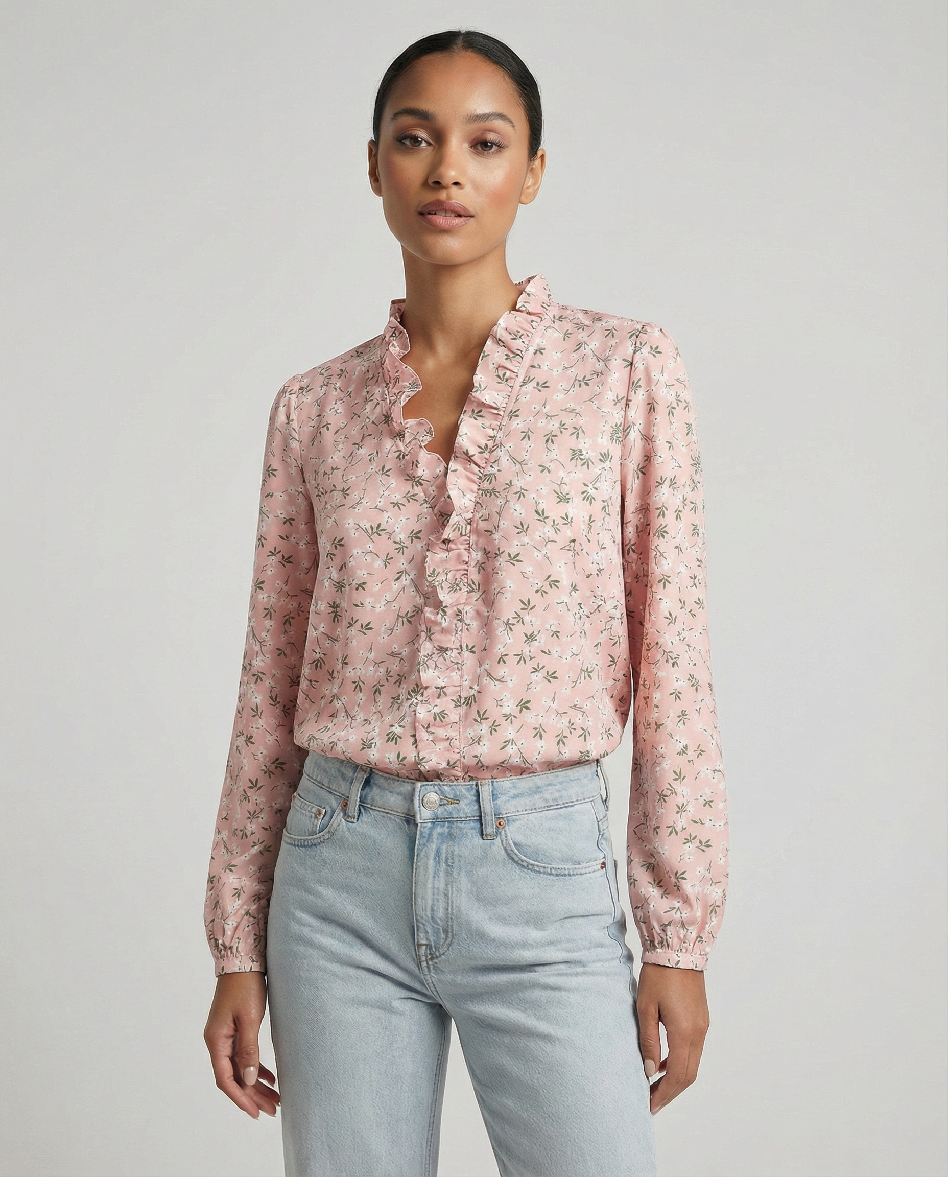 Women's Ruffle Blouse – Elegant V-Neck Design for Effortless Everyday Style
