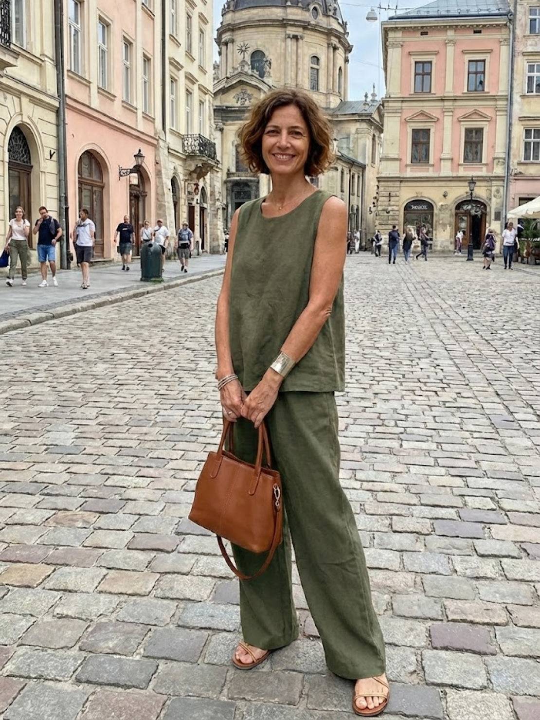 Women's Sleeveless Tank Top and Wide-Leg Pants Two-Piece Set — close-up