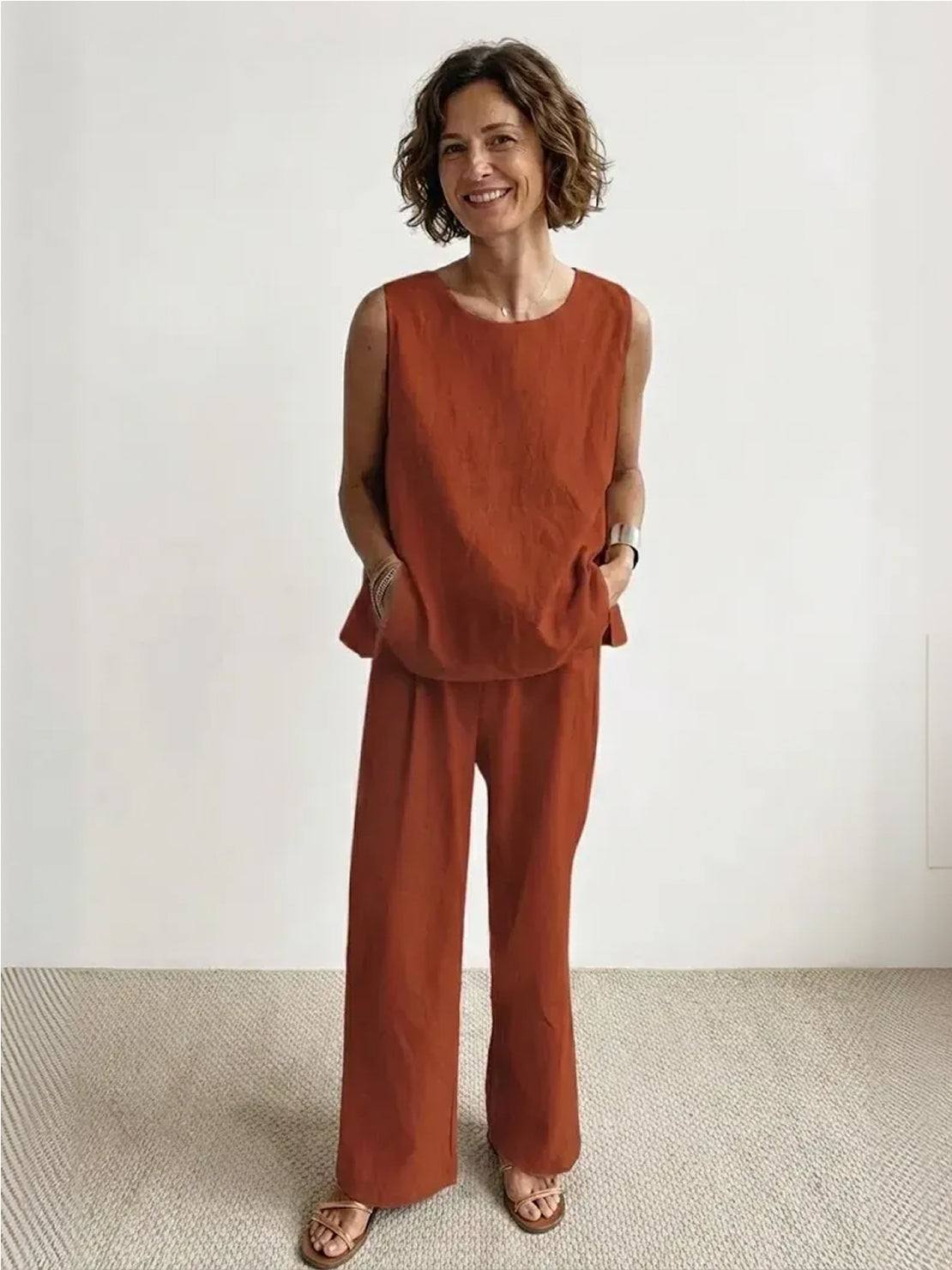 Women's Sleeveless Tank Top and Wide-Leg Pants Two-Piece Set — detail view