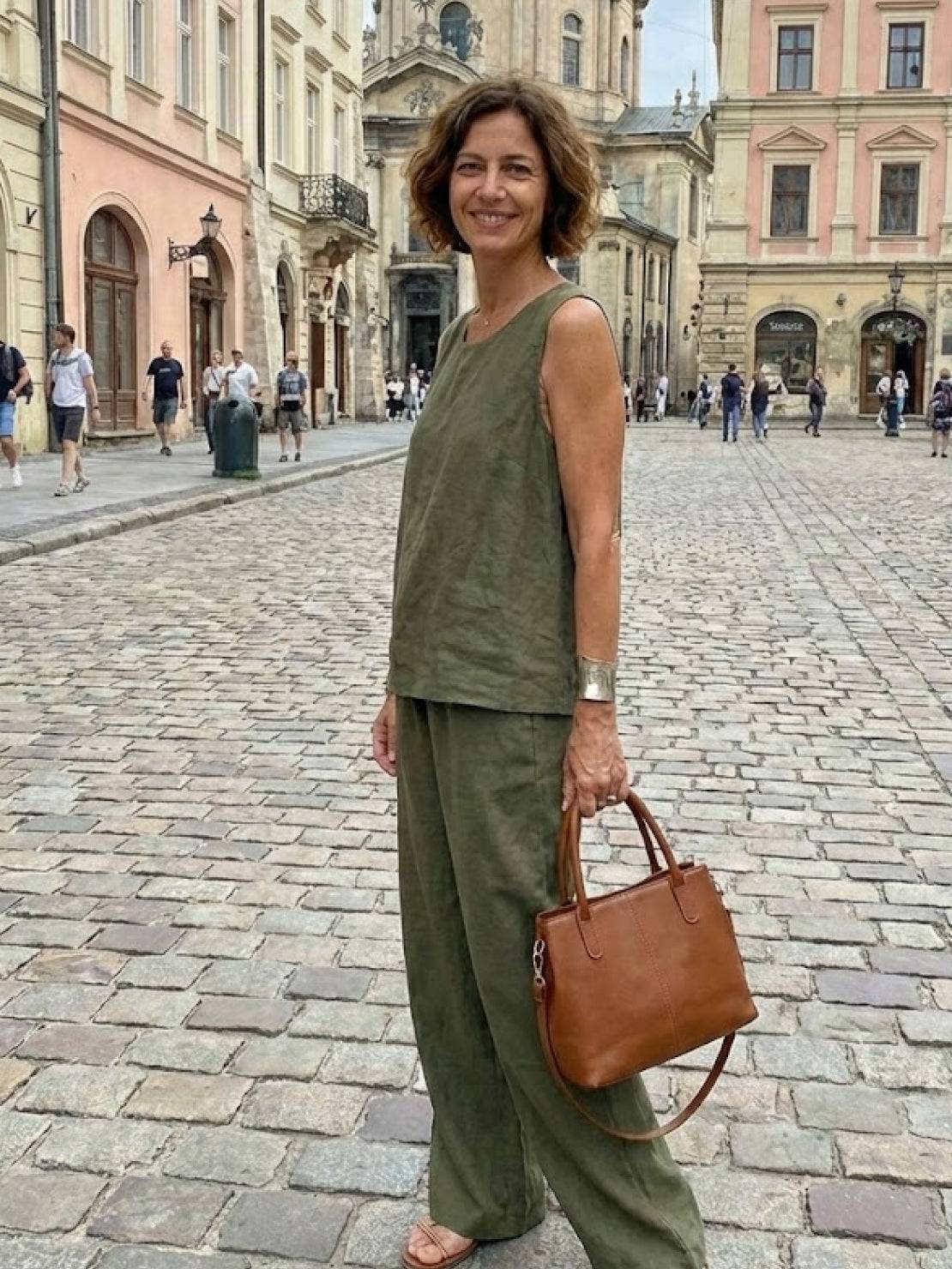 Women's Sleeveless Tank Top and Wide-Leg Pants Two-Piece Set — model wearing