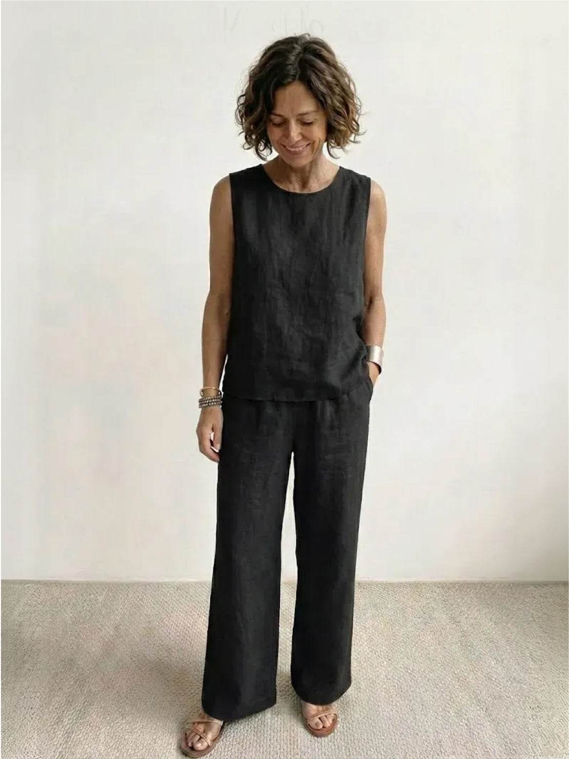 Women's Sleeveless Tank Top and Wide-Leg Pants Two-Piece Set — side view