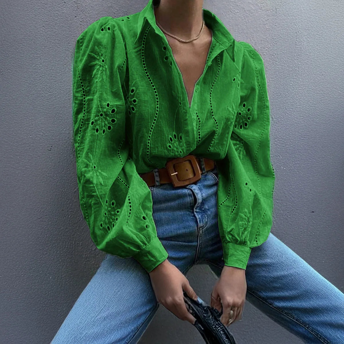 Women's White Blouse – Chic Puff Sleeve Top for Effortless Summer Style — fit overview
