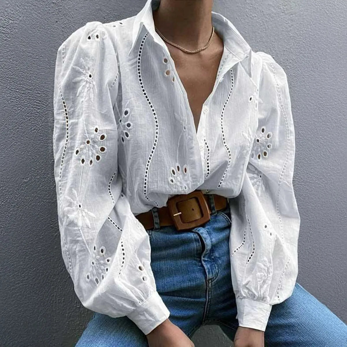 Women's White Blouse – Chic Puff Sleeve Top for Effortless Summer Style