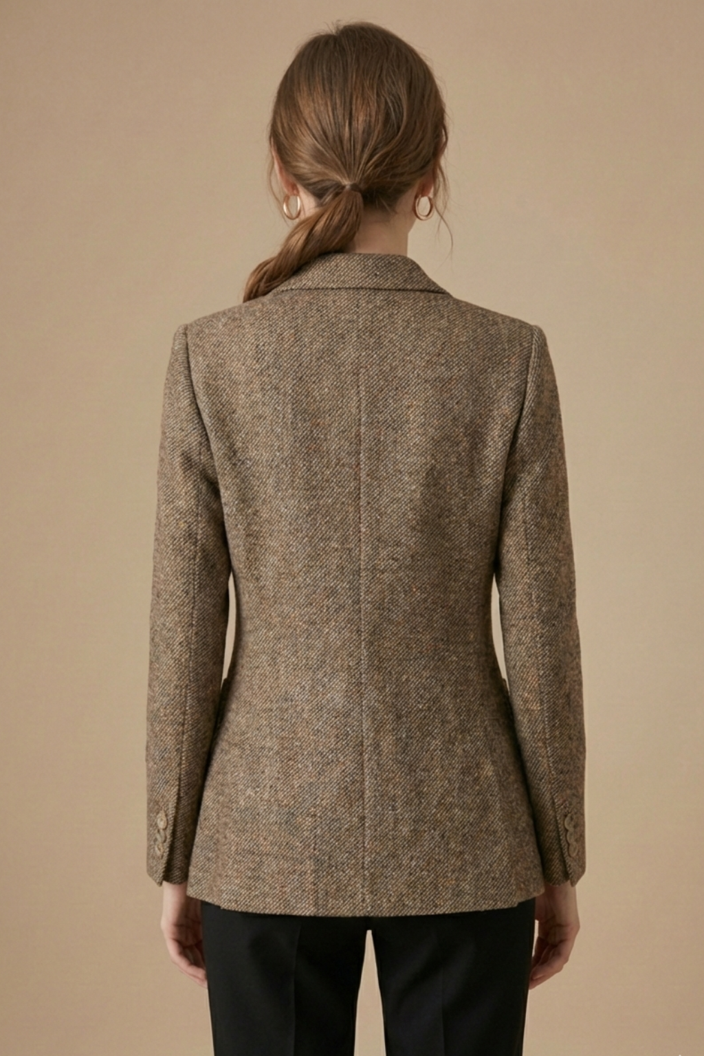 Wool Notch-Lapel Single-Button Blazer Jacket with Front Pockets — side view